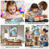 EOBROMD Framed Paint by Numbers Kits for Adults Seaview, DIY Landscape Acrylic Paint by Number on Stretched Canvas, Painting Kits Adults Oil Paint by Numbers for Home Decor 12x16inch EOBROMD