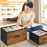 EnHomee Dresser for Bedroom with LED Lights, 12 Drawers Bedroom Dresser, Dresser and Tall Dresser with Open Shelves, Fabric Dressers & Chests of Drawers with Sturdy Metal Frame, Rustic Brown EnHomee