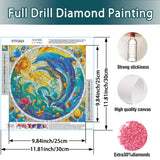 YIYIAH Dolphin Diamond Art Kits for Beginners - Paint by Numbers Kit for Adults - Adult Crafts Diamond Dot Set - Diamond Art Home Decor Holiday Gift 12×12 Inch YIYIAH