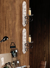 Wallmounted Pillar Candle Sconce,Wall Mount Rustic Candleholders, Wood Candle Holders,Floating Shelves,Hanging Shelf,Farmhouse Wall Décor,Large Wooden Handmade Sconces-15.5x4x6 White Wash Set of 2 Bedding Craft