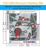 KINPLUB Christmas Truck Diamond Art Kits for Adults Beginners, Winter Truck Diamond Painting Kits for Adults, DIY Full Drill Round Gem Art Dots for Home Wall Decor 12x12 Inch KINPLUB