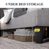 Allewie King Size Upholstered Platform Bed Frame with Wingback and Button Tufted Headboard for Reading, Strong Wood Slat Support, Modern Design, Easy Assembly, Light Grey Allewie