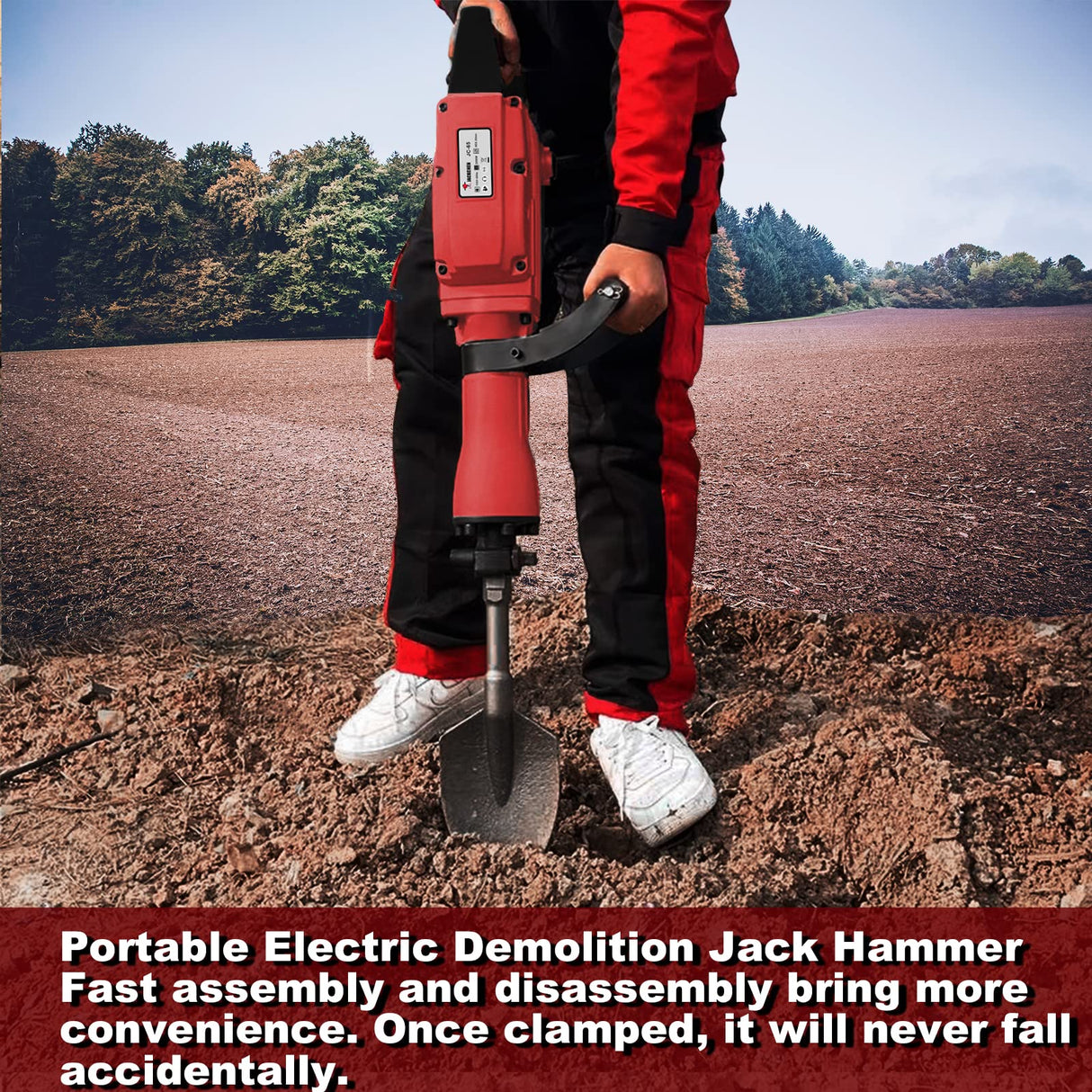 JACKCHEN Demolition Electric Jack Hammer with 6pcs chisel bit, Concrete Breaker Power Hammer, Heavy Duty Concrete Breaker Demolition Drills JACKCHEN