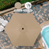 Simple Deluxe 7.5ft Patio Umbrella Outdoor Table Market Yard Umbrella with Push Button Tilt/Crank, 6 Sturdy Ribs for Garden, Deck, Backyard, Pool, Tan Simple Deluxe