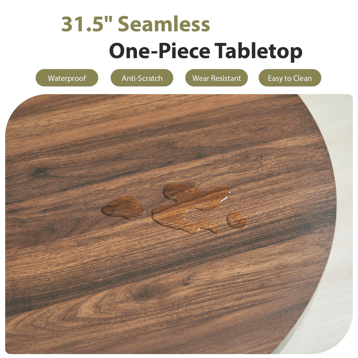 31.5" Round Dining Table for 2-4, Modern Farmhouse Kitchen Table with 2-Tier Storage Shelf, Small Wooden Circle Dining Tables with Fluted Base for Home Dining Room Living Room (Walnut) weselon