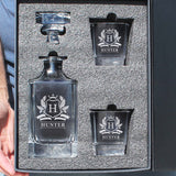 The Wedding Party Store, Personalized Whiskey Decanter and Glasses Set - Custom Monogrammed with Cavalier Design The Wedding Party Store