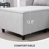 HOMCOM 95" Sectional Sofa with Reversible Chaise Lounge, L-Shaped Corner Sofa with Corduroy Fabric, Pocket Spring, 2 Pillows, Wide Arm, Thick Padded, 3 Seat Couch for Living Room, Light Gray HOMCOM