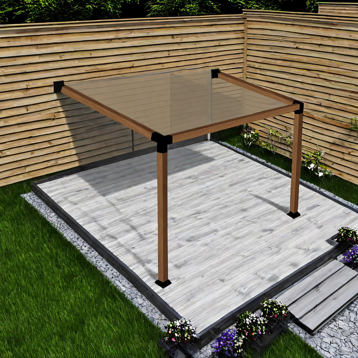 15° Slanted Pergola Brackets Kit for 4" x 4" Wood Pergola, Wall Mount Roof Pergola Bracket Kit, for Gazebo, Pergolas, Wood Stand Sheds, Metal Gazebo Kits - with Screws Riyhch