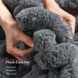 Jocisland 67 inch Chaise Lounge, No-Assembly Sofa Chaise with Throw Pillows and Armrests, Faux Fur Sleeper Sofa for Living Room, Apartments, Gray Jocisland