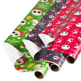 American Greetings 105 sq. ft. The Nightmare Before Christmas Christmas Wrapping Paper Bundle with Cut Lines, Jack Skellington and Zero (3 Rolls 30in. x 14 ft.) American Greetings