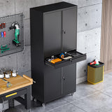 ZAOUS Metal Storage Cabinet, Heavy Duty Garage Cabinet on Wheels, 72'' Tall Storage Cabinets Tool Cabinet with Doors and Shelves for Home Office Utility Room, Black ZAOUS