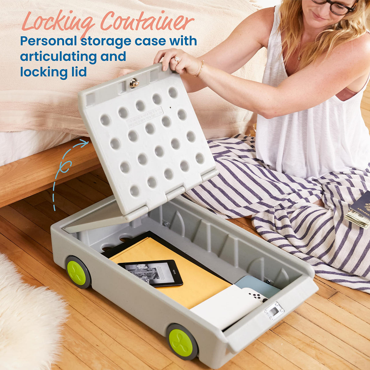 ECR4Kids Lock and Roll Personal Safe, Travel Lockbox, Grey ECR4Kids