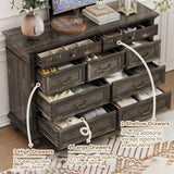 Yechen Farmhouse 9 Drawer Dresser for Bedroom - 47" Wide Modern Chest of Drawers, Rustic Thickened Wooden Dressers, Dressers Organizer for Living Room, Bedroom, Hallway Yechen