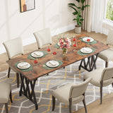 IDEALHOUSE Rectangular Dining Table, 70.9-Inch Long Dining Table for 6 People, Farmhouse Rustic Kitchen Table with Heavy Duty Metal Legs for Dining Room IDEALHOUSE