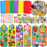 Summer Crafts Kits Kids DIY Bookmark Kit Foam Bookmarks Crafts Art Sets Fruits Sweet Treats Sun Ornaments Stickers for Kids Classroom Activities Rewards Party Favor 24 Pcs Treasure Cove