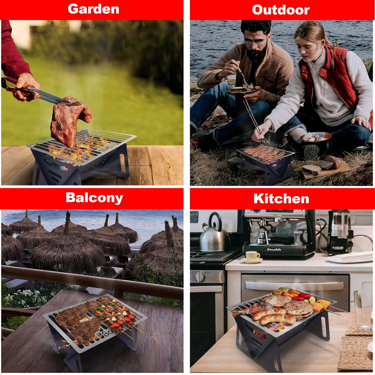 Bodkar Charcoal Grill, Small BBQ Grill Portable Lightweight smoker Grill, Barbecue Grill desk Tabletop Outdoor Grill for Camping Picnics Garden Beach Party 6"*4.6"*4.9" bodkar