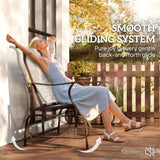 Outsunny 2-Person Outdoor Glider Bench，Patio Glider Loveseat Chair with Powder Coated Steel Frame，2 Seats Porch Rocking Glider for Backyard, Lawn, Garden and Porch, Mixed Gray Outsunny