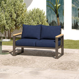 Sundale Outdoor Patio Furniture Aluminum Loveseat, All-Weather Outdoor Metal Sofa Couch with 6” Olefin Cushion & Dark Grey Frame, Outdoor Seating for Garden Deck Porch(Navy Blue) Sundale Outdoor