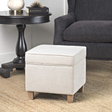 Homepop Home Decor | K7342-F2067 | Classic Square Storage Ottoman with Lift Off Lid | Ottoman with Storage for Living Room & Bedroom, Cream Woven HomePop
