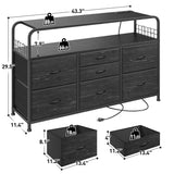 EnHomee Dresser for Bedroom, Black Dresser for Bedroom with 7 Drawers, Bedroom Dresser with LED Lights & Charging Station, Fabric Dressers & Chest of Drawers for Closet, TV Stand for 45" TV, 4 Hooks EnHomee
