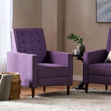 THINK 30 Mid-Century Fabric Rocker Recliner Chair with Tufted Design, Adjustable Single Recliner Sofa with Thicker Seat Cushion with Pocket for Living Room Bedroom Apartment (Purple Style1) THINK 30