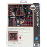 Dimensions 'Frederick the Literate' Snoozing Cat Counted Cross Stitch Kit, 14 Count Black Aida, 12" x 11" Dimensions
