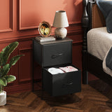 WLIVE Black Night Stand, Nightstand with 2 Drawers, Small Dresser for Bedroom, Bedside Table Furniture, College Dorm, End Table with Fabric Bins, Size L 24.9" H WLIVE