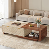 Tribesigns Adjustable Extendable Coffee Table with 2 Drawers, 42"-65" Length Reversible Center Table Storage for Living Room with for Living Room (Walnut & Oak) Tribesigns