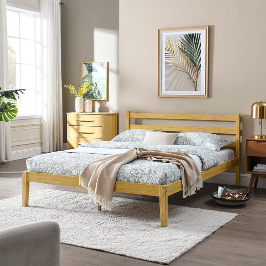 Classic Bamboo Queen Platform Bed Frame with Headboard - Strong Support & Easy Assembly by MUSEHOMEINC - WoodArtSupply