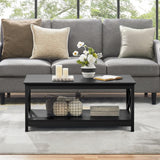 Yaheetech Wood 2-Tier Black Coffee Table with Storage Shelf for Living Room, X Design Accent Cocktail Table, Easy Assembly Home Furniture, 39.5 x 21.5 x 18 Inches Yaheetech