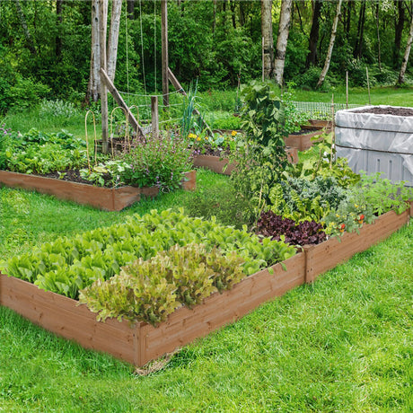 Yaheetech 8×4ft Wooden Horticulture Raised Garden Bed Divisible Elevated Planting Planter Box for Flowers/Vegetables/Herbs in Backyard/Patio Outdoor, 93 x 48 x 10in, Dark Brown Yaheetech