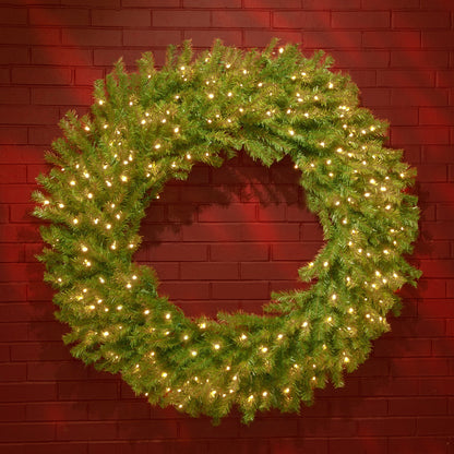 National Tree Company Pre-Lit Artificial Christmas Wreath, Green, Norwood Fir, White Lights, Christmas Collection, 48 Inches