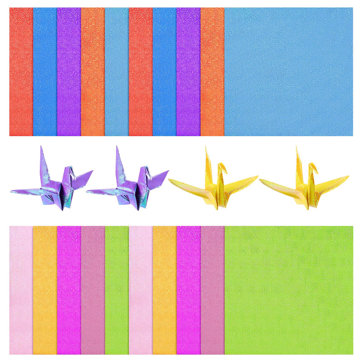 50pcs Iridescent Paper Square Shiny Folding Paper DIY Handcraft Paper Origami Paper,Colorful Paper for Paper Crane Paper Cuts (15cm, 10 Colors) Healifty