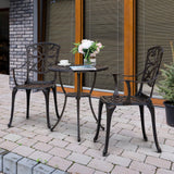 NUU GARDEN 3 Piece Outdoor Bistro Set Cast Aluminum Patio Set Bistro Table Set Rustproof Patio Table and Chairs with Umbrella Hole for Backyard, Balcony, Front Porch, Black NUU GARDEN
