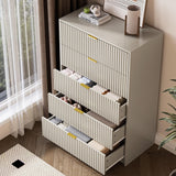 MAISONARIA 5 Drawer Dresser for Bedroom, Tall Dresser Chest of Drawers with Gold Handles, 32 Inch Wide Nightstand with for Bedroom, Living Rooms, Offices, and Entryways, Beige MAISONARIA