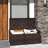 RELAX4LIFE 34-Gallon Outdoor Storage Box - Wicker Rattan Deck Box w/Seat Cushion, Waterproof Liner & Side Handles for Pillows, Patio Cushions, Pool Supplies, Garden Tools, Porch Outdoor Storage Bench RELAX4LIFE