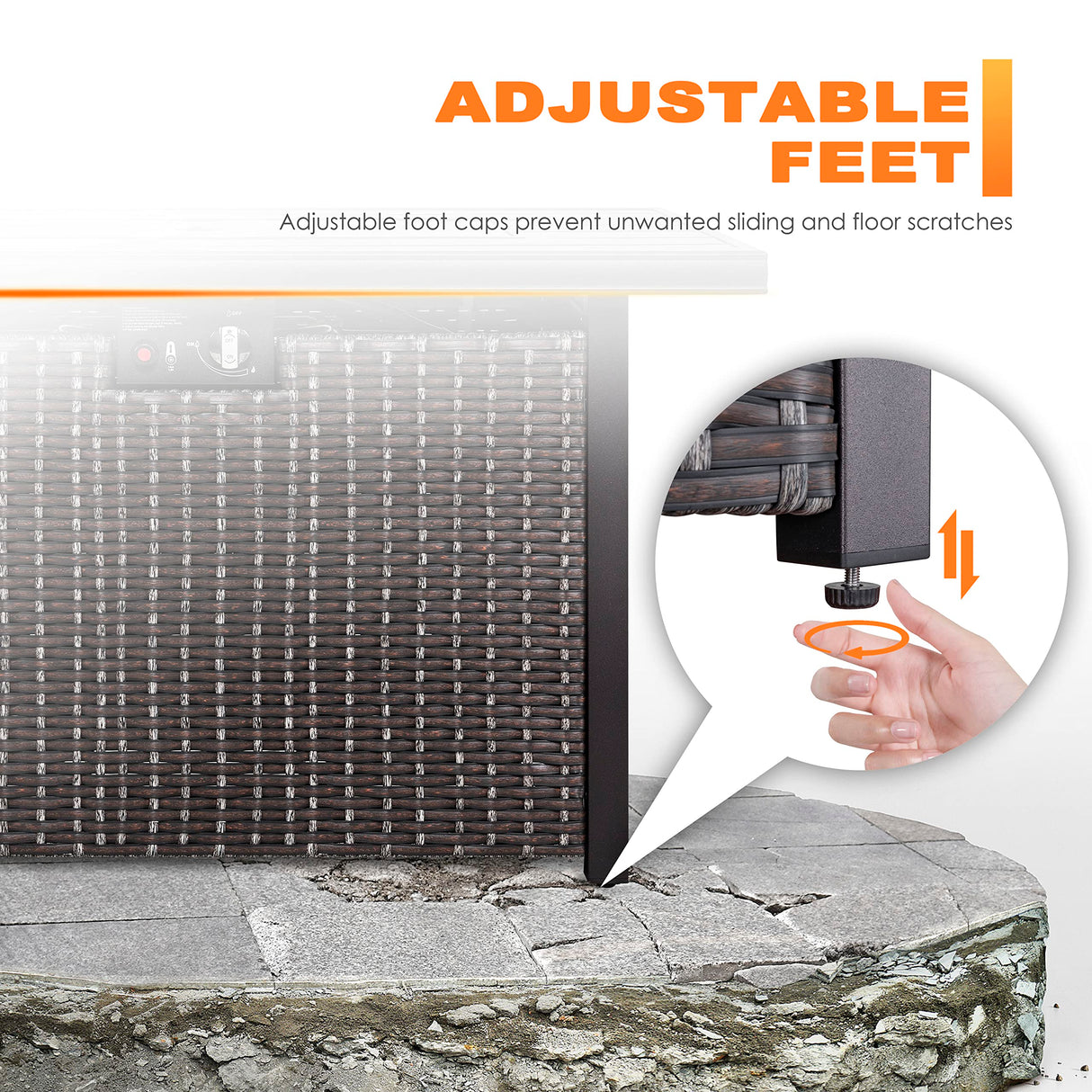 Nuu Garden Propane Fire Pit Table, CSA Certified 43 Inch 50,000 BTU Outdoor Propane Gas Fire Pit Table, Propnae Fire Pit with Ceramic Tabletop, Oxford Cover, 7 lbs Glass Stone, Dark Brown and Coffee NUU GARDEN