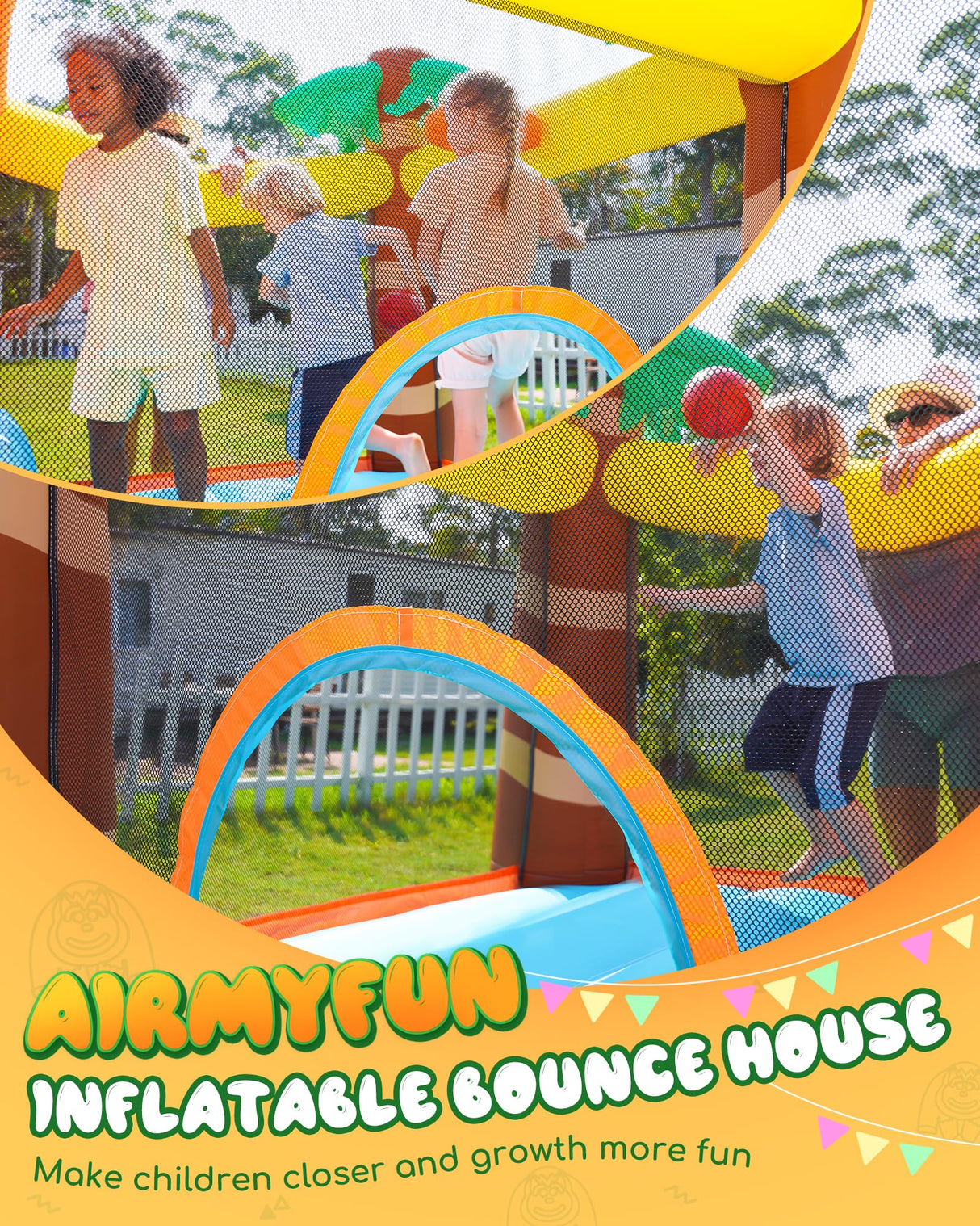 Gorilla Jungle Inflatable Bounce House for Kids 3-8 – 10ft x 4ft Bouncy Castle with Wide Slide & Air Blower, 840D Oxford Cloth for Indoor & Outdoor Adventures WoodArtSupply