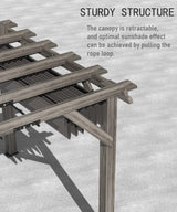 GAOMON 10 X 10 FT Wood Pergola, Solid Structure, Retractable Shade Canopy, Outdoor Wooden Pergola for Patio, Backyard, Deck, Garden GAOMON