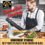 Pure Generation 8" Carving Knife - Brisket Knife, Razor Sharp German Steel BBQ Meat Slicing Knife for Turkey, Ham & Fruit with Ergonomic Handle Pure Generation