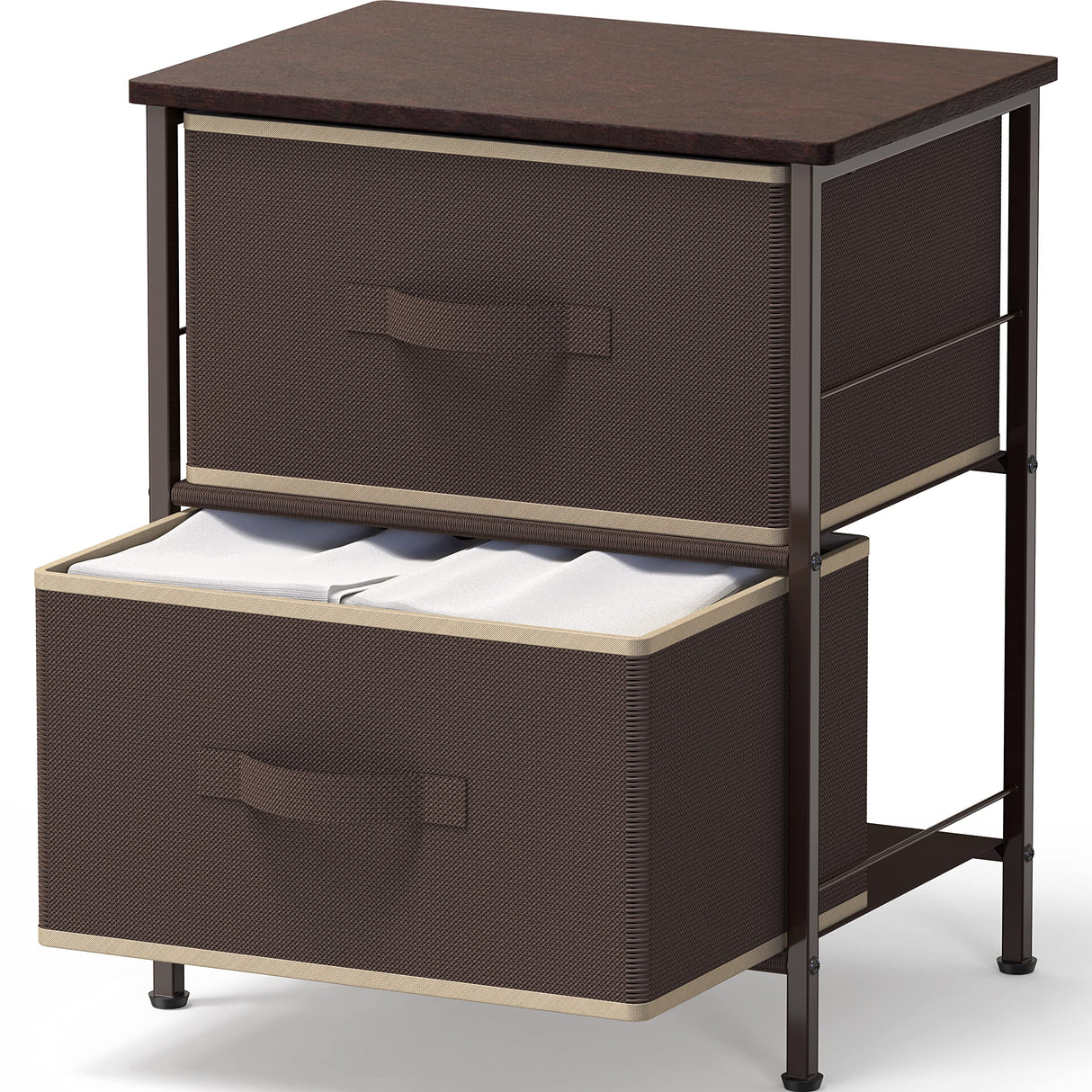 Simple Houseware Night Stand Dresser for Bedroom 2-Tier Organizer Drawer Storage Tower, Brown Simple Houseware