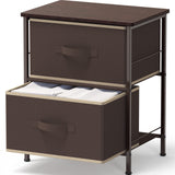 Simple Houseware Night Stand Dresser for Bedroom 2-Tier Organizer Drawer Storage Tower, Brown Simple Houseware