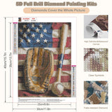 CEOVR Baseball Diamond Painting Kits for Adults, American Flag Diamond Art Dots 5D Full Drill DIY Gem Art for Beginner, Adult Crafts Kits Arts and Crafts, Wall Decor for Home Office 12x16in CEOVR
