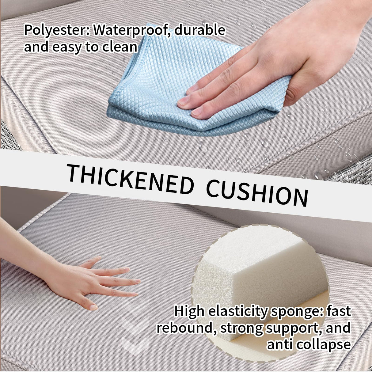 JMGJOY 7 Piece Patio Furniture Set, Rattan Outdoor Patio Conversation Sets, Outdoor Sectional Furniture with Cushion and Coffee Table, for Deck, Backyard, Garden, Field Gray JMGJOY