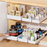 Delamu 3 Pack Pull Out Cabinet Organizer, 15.7"Deep Pull Out Drawers for Cabinets, Slide Out Drawers for Kitchen Cabinets, Bathroom Cabinet Organizer, Pantry (White) Delamu