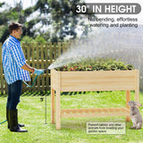 Highpro Wooden Raised Garden Bed with Legs, 48x24x30in Elevated Planter Box Stand Outdoor with Large Storage Shelf and Bed Liner for Backyard, Patio, Natural Cedar Wood Highpro