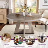 HIGREENA Round Dining Table for 4, 47" Wooden Kitchen Dinner Table Rustic, Farmhouse Table for Dining Room, Living Room, Gery HIGREENA