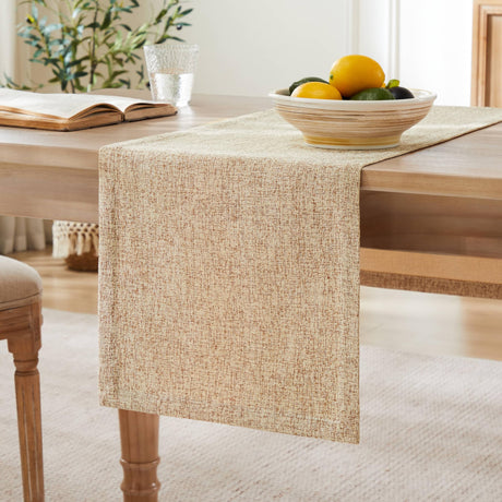 ZeeMart Burlap Style Farmhouse Table Runners 72 Inches Long, Beige Rustic Woven Dining Table Runner for Everyday Use, 14x72 Inches, Oatmeal Beige ZeeMart