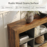 LITTLE TREE Console Table with Storage, 63-Inch Narrow Long Sofa Table, Entryway Table with 6 Cubes, Farmhouse Storage Shelves for Entryway, Living Room LITTLE TREE