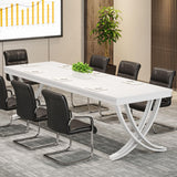 Tribesigns 6.5FT Conference Table for 6-8 People, 78 inch Long Rectangular Seminar Table with Strong Metal Frame, Business Furniture Boardroom Desk for Office Meeting Conference Room (1PCS, White) Tribesigns